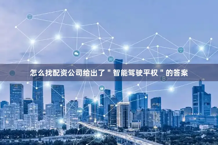 怎么找配资公司给出了＂智能驾驶平权＂的答案